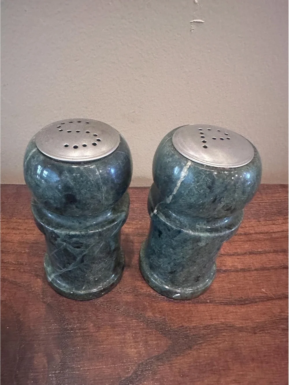 Green Marble Salt and Pepper Shakers